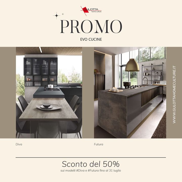 Sta per terminare la #PromoEvoCucine 😏

✔Sconto del 50% sui modelli